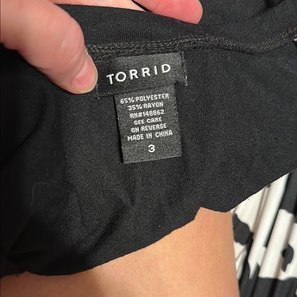 Torrid Black Top with Leopard Print Sleeves - Picture 2 of 2